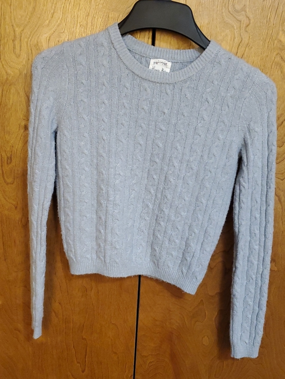 Hippie Rose Light Blue Cable Knit Crewneck Sweater Size XS